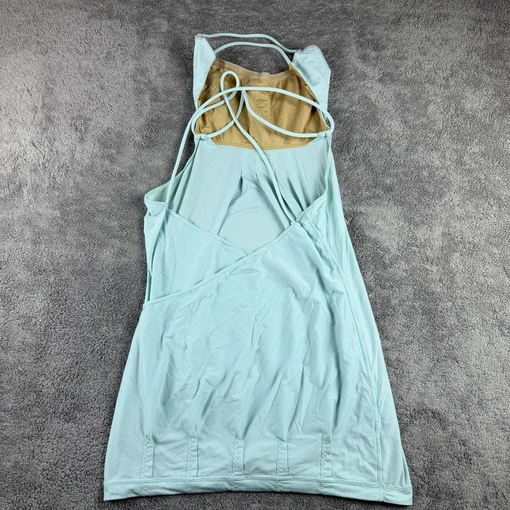 Lululemon Flow‎ And Go Tank Top Womens 8 Turquoise Orange Open Strappy Back